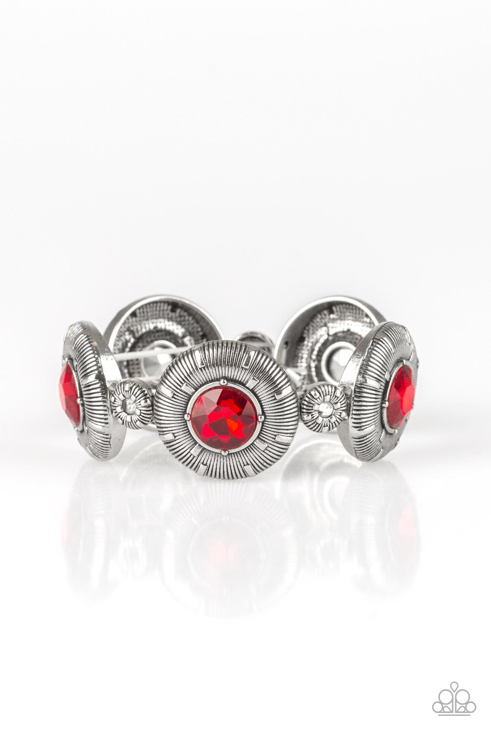 Original Opulence - Red Rhinestones - Stretchy Bracelet
