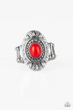 Stone Fox - Red Stone - Silver Ring