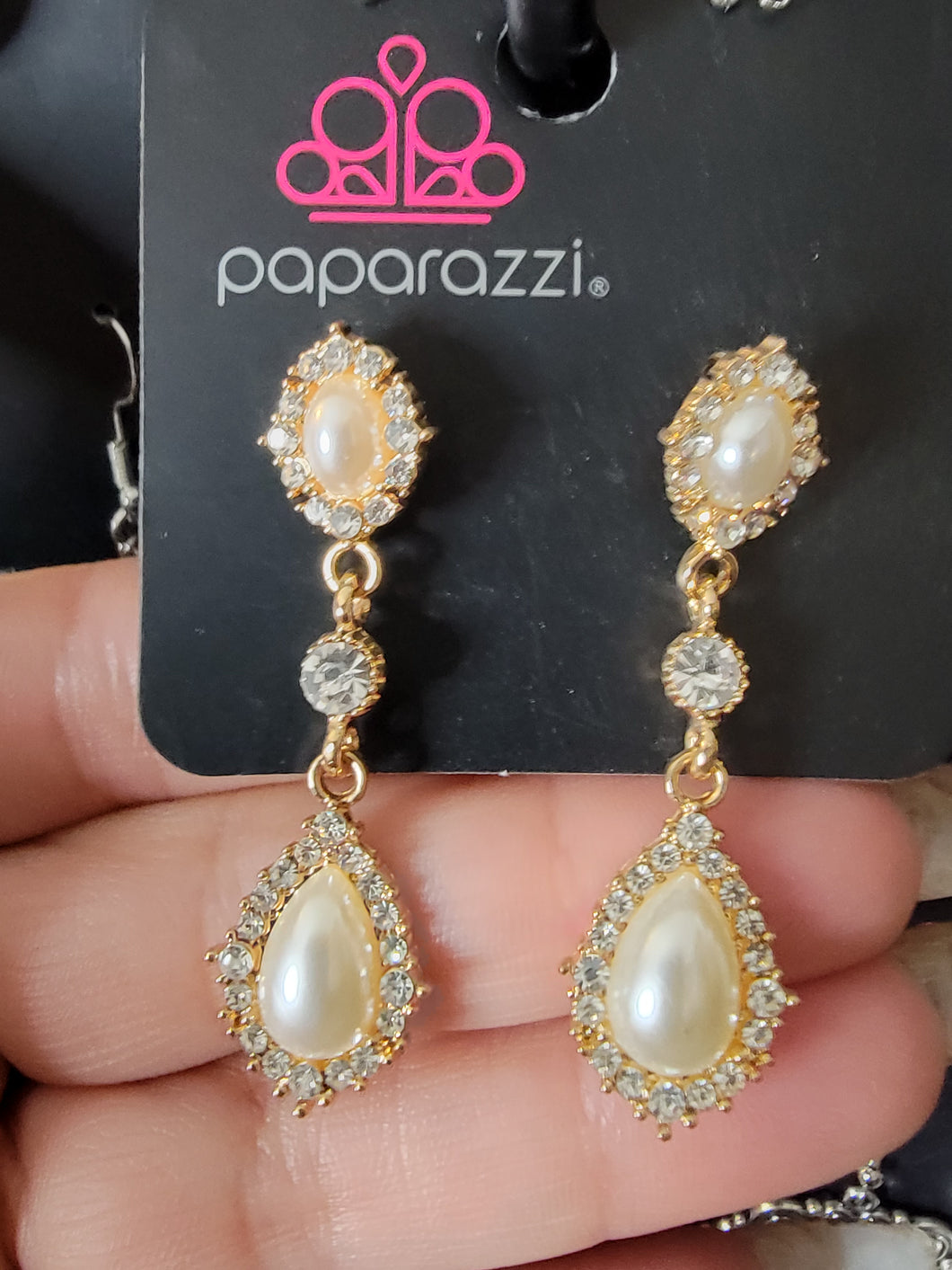 Gold Pearl Post Earrings