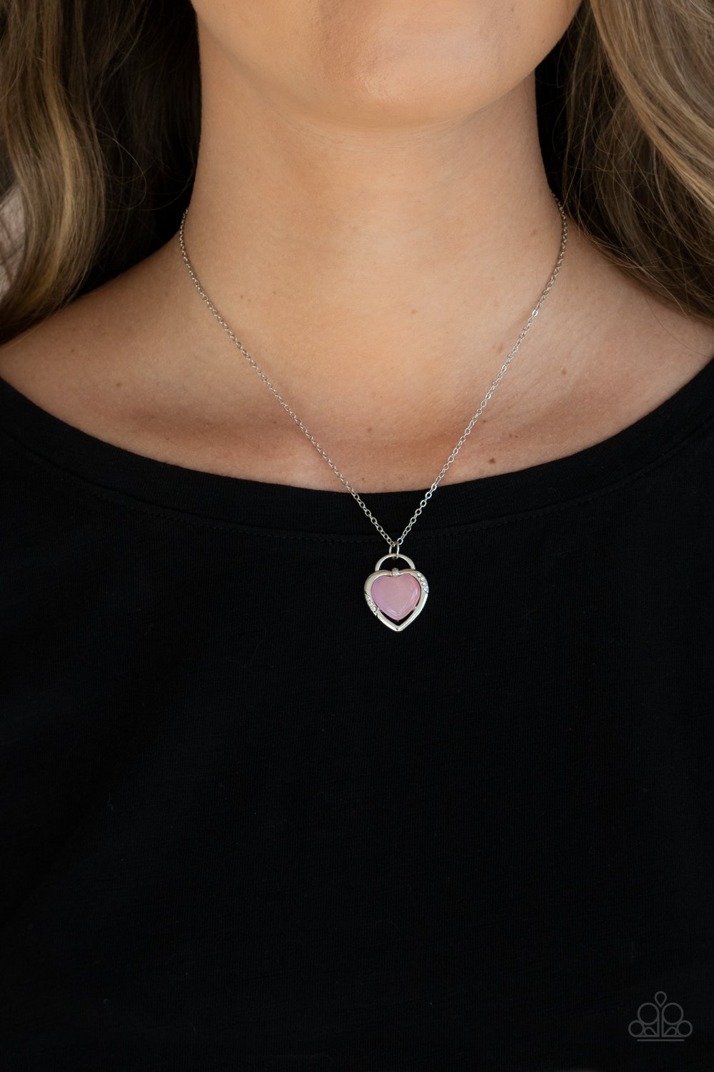 A Dream is a Wish Your Heart Makes - Pink - Cat's Eye Stone Heart 