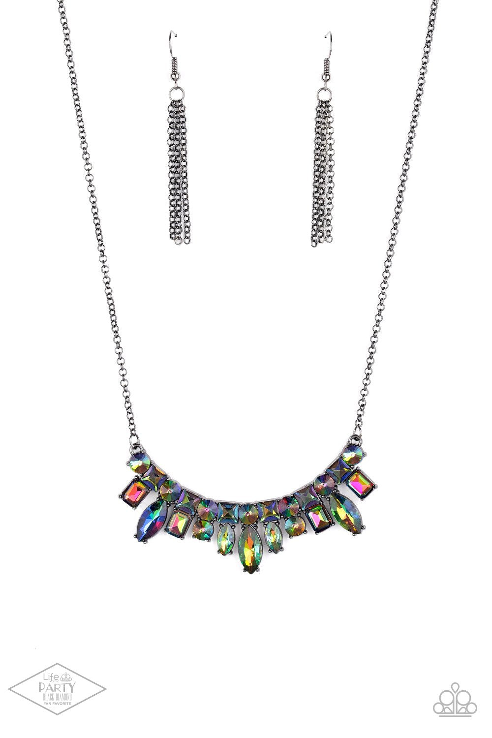 WISH UPON A ROCK STAR - MULTI OIL SPILL GUNMETAL NECKLACE