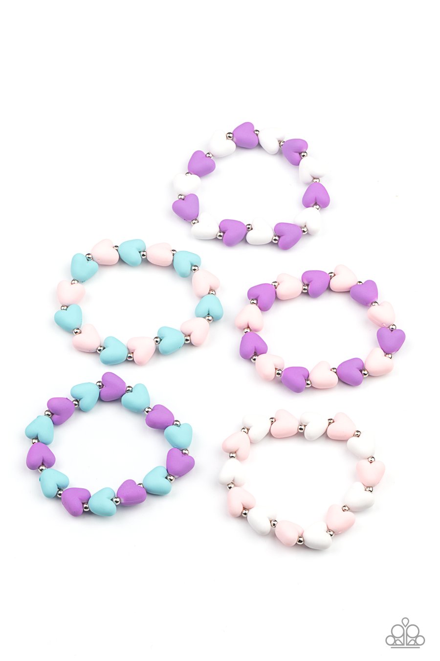 SS Pastel Heart Bracelet Set K4