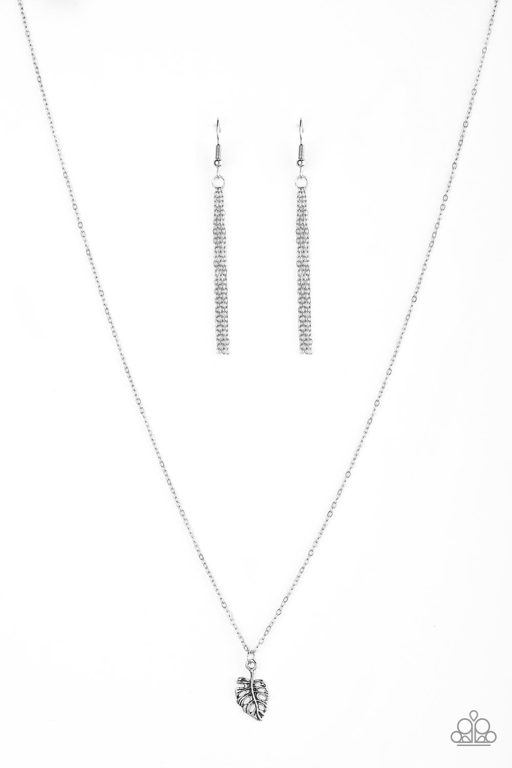 Palm Tree Retreat - Silver - Necklace & Earrings