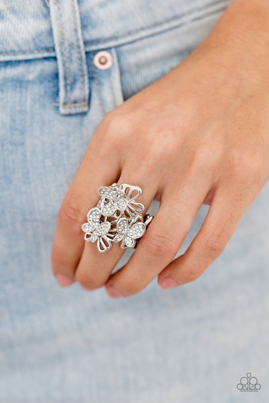 Flighty Flutter - white - Paparazzi ring