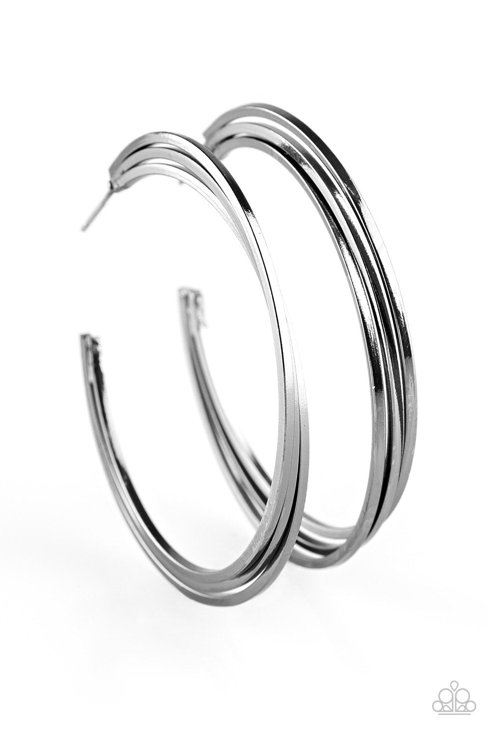 HAUTE GOSSIP - PAPARAZZI - BLACK GUNMETAL HOOP EARRINGS