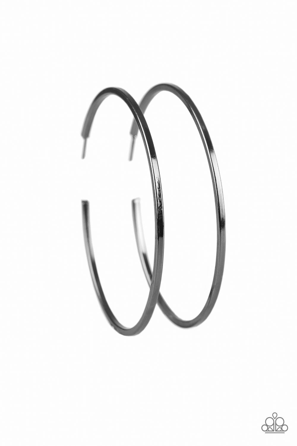 PERFECT SHINE - PAPARAZZI - BLACK GUNMETAL LARGE HOOP EARRINGS
